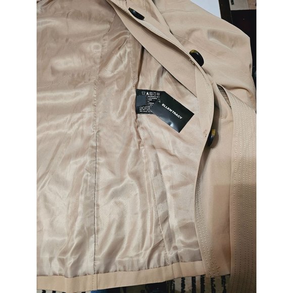Women's Ellen Tracy short Belted trench coat size medium button close new - Picture 10 of 10